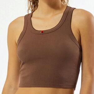 Pacsun Scalloped Stitch Brown Sleeveless Tank Top Women Size Medium